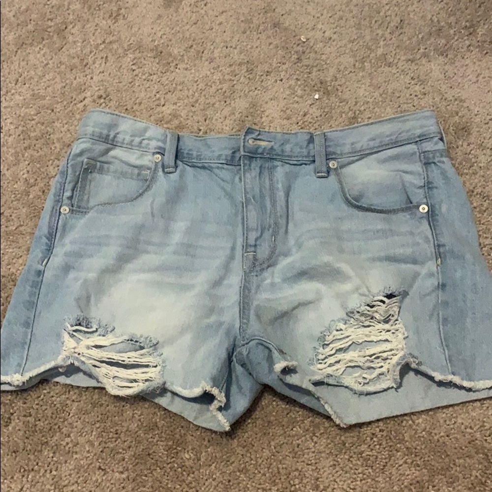 Light blue denim shorts